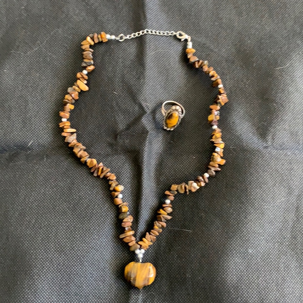 Tiger eye necklace with ring